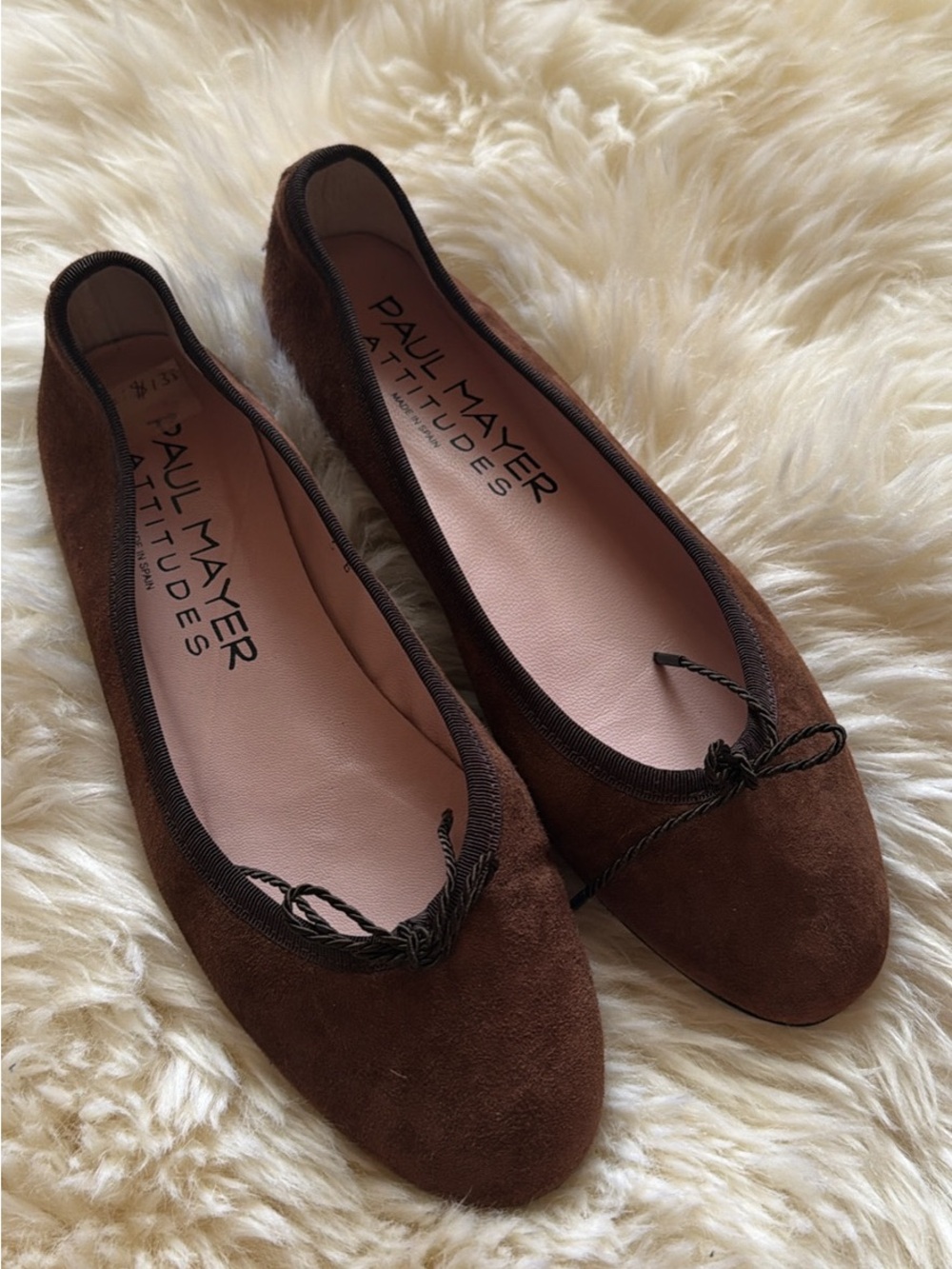 Paul Mayer Chocolate Brown Suede Ballet Flats